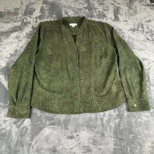 Christopher Banks Green Textured Button Down Shirt Classic Jacket XL Artsy Fairy